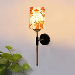 new era Antique Gold Wall Lamp with Multicolor cotton shade image 1