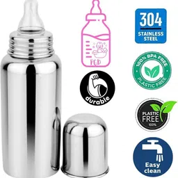 pappa Leak Proof Stainless Steel Baby Milk Bottle - 250 ml image 4