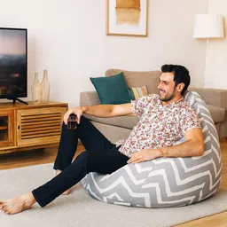 style homez 4XL Classic Cotton Canvas Stripes Printed Teardrop Bean Bag With Bean Filling image 2