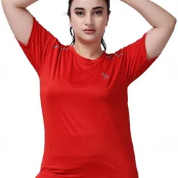 nd Women Solid Round Neck Polyester Red T-Shirt-picture-15
