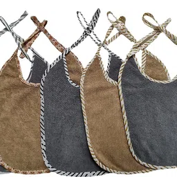trance home linen Waterproof Cotton Terry Baby Bib |Baby Apron (Pack of 5 -Grey and Brown)-picture-13