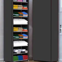 diekuche 1 Door 9 Shelf Open Carbon Steel PP Collapsible Wardrobe top PP Collapsible Wardrobe image 2