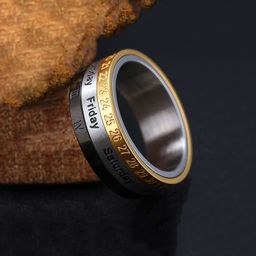 yellow chimes Revolving Calender Stainless Steel Rings Stainless Steel Rhodium Plated Ring-picture-25