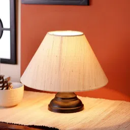 new era Off White Cotton Table Lamp image 1