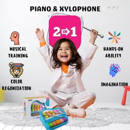 sotnof Kids Piano Xylophone Musical Toy with 5 Keys Early Learning Toy for Toddlers image 4