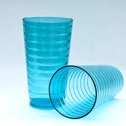 sentricus (Pack of 8) Ring Shape Plastic Water Juice Unbreakable Sky Blue Glass Set Of 8 Glass Set Water/Juice Glass image 2