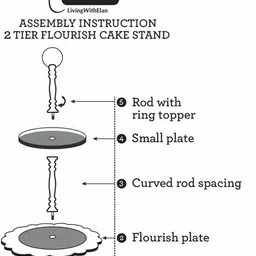 elan Flourish Two Tier Cupcake and Dessert Stand for Birthdays, Small Size (Ivory) Steel Cake Server image 4