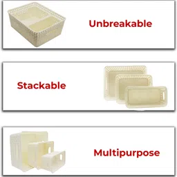 jaycee Plastic Multipurpose Premium Sturdy Small Storage Basket Organiser for Kitchen | Office | Stationery | Cosmetics|Bathroom Storage Basket image 4