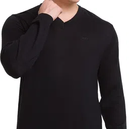 colorplus Men Solid V Neck Black Sweater-picture-10