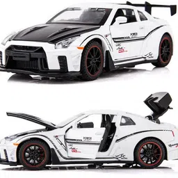 deuson ecom 132 Scale Model Nissan R35 Supra Diecast Metal Car Light Sound Pull Back Toy Car image 4