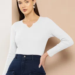 dream beauty fashion Casual Regular Sleeves Solid Women White Top-picture-12