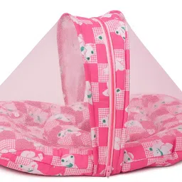 sakib Newborn Baby Bedding Set with Mosquito Net & Pillow | Soft Cotton image 3