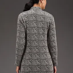 ewools Women Woven Collared Neck Beige Sweater image 2