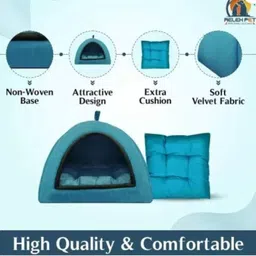 relexpet Cats Kittens Pet Hut House in Soft Velvet, Puppies and Small Dog Bed L Pet Bed image 3
