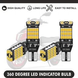 showride Tvs Ntorq 360 Degree, 45smd, T10/T15 Socket LED Indicator Bulb, Yellow, 4pcs. Indicator Light Motorbike LED for TVS (12 V, 1.2 W)-picture-25