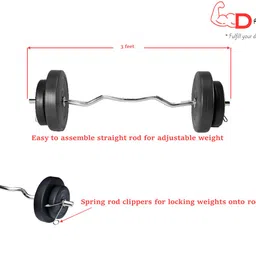 dreamfit 40 KG PVC Dumbbell Set with 3ft(Straight & Bend) RODS Adjustable Dumbbell Adjustable Dumbbell image 3