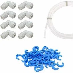 Ro Elbow Connectors 1/4 Inch Qc Push fit X 1/4 Inch Thread (Pack Of 12) + 1/4" Pipe Tube 3 Meter For Ro Water Purifier Solid Filter Cartridge-image-20