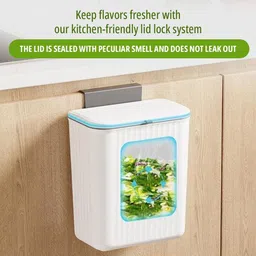 tony stark Kitchen Cabinet Door Hanging Trash Can with Double-Sided Open Lid, Garbage Bin Plastic Dustbin image 4