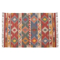 baithak krafts Multicolor Wool & Jute Abstract 60 x 36 Inches Hand Woven Dhurries image 3