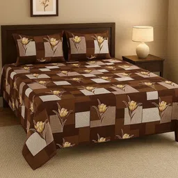Cotton Double Flat 320 TC Printed Bedsheet-image-0