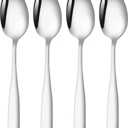 Silverware Table Spoons Set | 4-Pcs Flatware for Dinner, Party | Sterling Silver Stainless Steel Cutlery Set-image-23