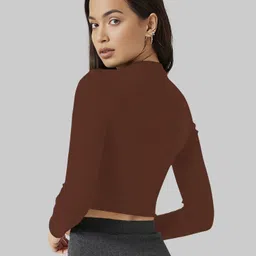 navyankaa Pack of 2 Casual Regular Sleeves Solid Women Brown Top image 3