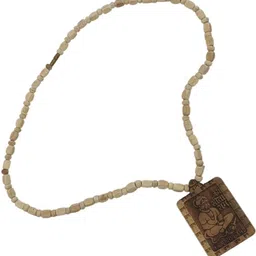 astha bhakti jewellery New Kanthi Mala Bageshwar Dham Hanuman ji Kanthi Mala Tulsi kanthi Wood Pendant Set image 2