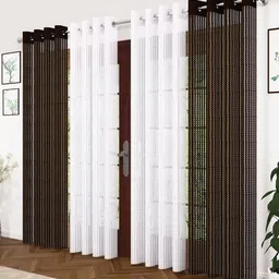 fabrilia 152.4 cm (5 ft) Window Tissue Semi Transparent Curtain (Pack Of 4) image 1