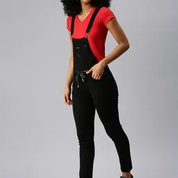 showoffff Women Black Dungaree image 3
