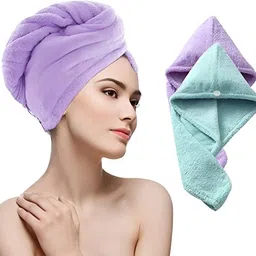 fuelbyte 2Pcs Hair Towel Wrap Absorbent Towel Hair-Drying Bathrobe Magic Hair Warp Towel-picture-36