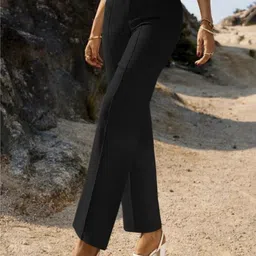 green-shade Women Regular Fit Black Polyester Trousers-picture-19