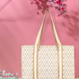 dazzle Women Beige, White Tote-picture-18