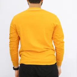 blueficus Men's Tshirt Men Printed, Typography Round Neck Cotton Blend Yellow T-Shirt image 2