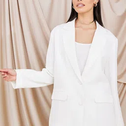 Styli Oversized Textured Longline Blazer-image-9