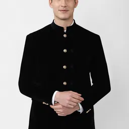 Peter England Elite Men Black Solid Slim-Fit Single Breasted Blazer-image-51