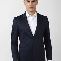 Peter England Elite Men Navy Blue Solid Slim-Fit Single Breasted Formal Blazers-picture-45