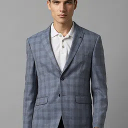 Louis Philippe Checked Slim-Fit Single Breasted Blazer-picture-34