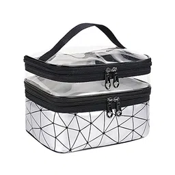 HOUSE OF QUIRK Silver coloured Double Layer Travel Cosmetic Cases Make up Organizer-picture-10