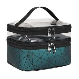 HOUSE OF QUIRK Green & Black Textured Cosmetic Oragnaiser-image-94