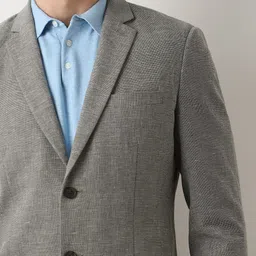 SELECTED Notched Lapel Long Sleeves Slim Fit Cotton & Linen Single-Breasted Blazers image 2