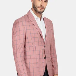 Blackberrys Men Pink Checked Single-Breasted Blazer image 4