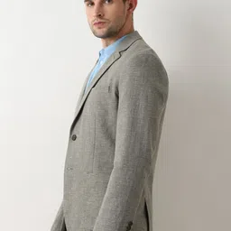 SELECTED Notched Lapel Long Sleeves Slim Fit Cotton & Linen Single-Breasted Blazers image 4