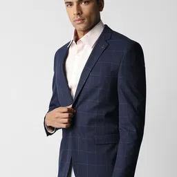 Van Heusen Slim Fit Checked Notched Lapel Single Breasted Formal Blazer image 3