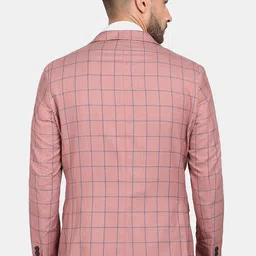 Blackberrys Men Pink Checked Single-Breasted Blazer image 3