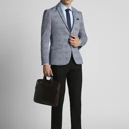 Peter England Elite Checked Slim-Fit Single Breasted Formal Blazers image 2