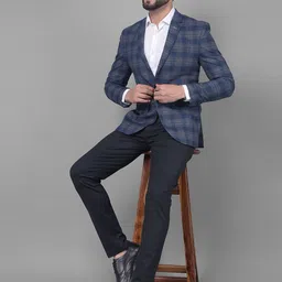 Crimsoune Club Checked Notched Lapel Single Breasted Slim Fit Formal Blazer image 2