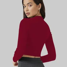 navyankaa Pack of 2 Casual Regular Sleeves Solid Women Maroon Top image 3