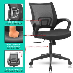 flipkart perfect homes Ergonomic 900 Mesh Office Chair with Adjustable Height, 360° Swivel Mesh Office Executive Chair image 5