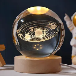 wengonvila 3D Solar system Ball night Lamp with Wooden Base Night Lamp-picture-22