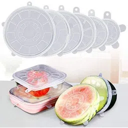 ablue clipper Stretchable Food Saver Dishwasher Bowl Covers Reusable Silicone Stretch Lids 8.3 inch Lid Set, Pack of 6 image 5